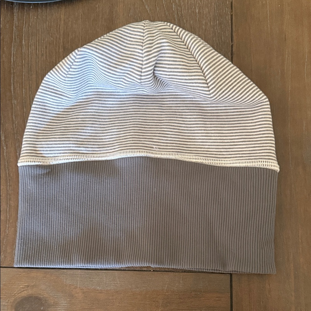 Lululemon Athletica Striped Gray and White Beanie
